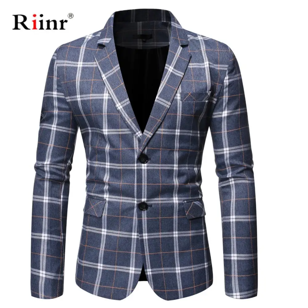 Riinr брендовая одежда блейзер для мужчин с двумя пуговицами Мужской приталенный Блейзер костюм мужской костюм пиджак мужской блейзер Размер M-3XL