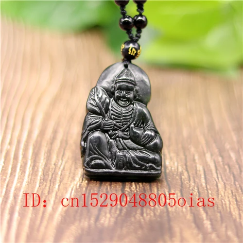 Природный черный зеленый нефрит Будда ожерелье из бисера очаровательные