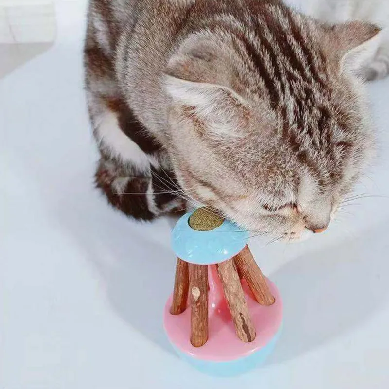 Пластиковая кошка-неваляшка с серебряной палкой Интерактивная самоиграющаяся игрушка для котенка игрушки и кошачьей мяты снятие стресса игрушка для кошки