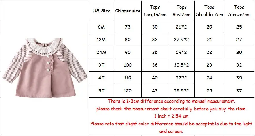 Baby Girls Clothes Set Toddler Autumn Kids Baby Girls Clothes Striped Tops+Strap Dress Outfits Girl Clothes Set 0-5Y