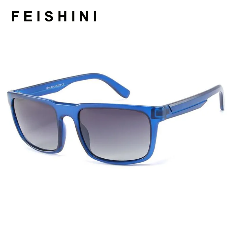 FEISHINI, высокое качество, TR90, очки, мужские, черные, Ретро стиль, квадратная оправа, светильник, пластик, титан, солнцезащитные очки, для мужчин, с защитой от ультрафиолета