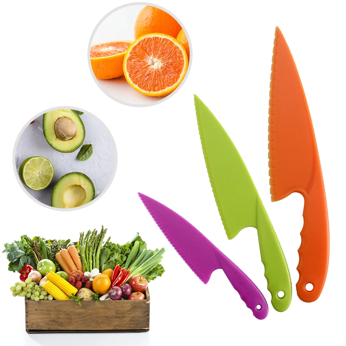 Фото Пластиковый нож для фруктов безопасный хлеба салата кухонный детский поварской