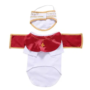

Pet Christmas Costume Grand Pope Style Dog Puppy Outfit Hat Cosplay Party Decor