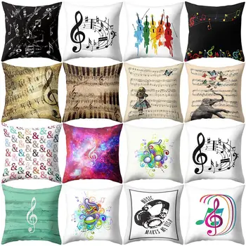 

Music Note Guitar Print Throw Pillow —Case Cushion C over Sofa Bed Home Decor The pattern is only on the front side.The pattern