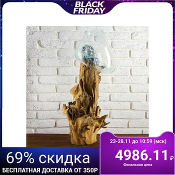 

Flowerpot glass on wood "Talisman" 75x25x25 cm