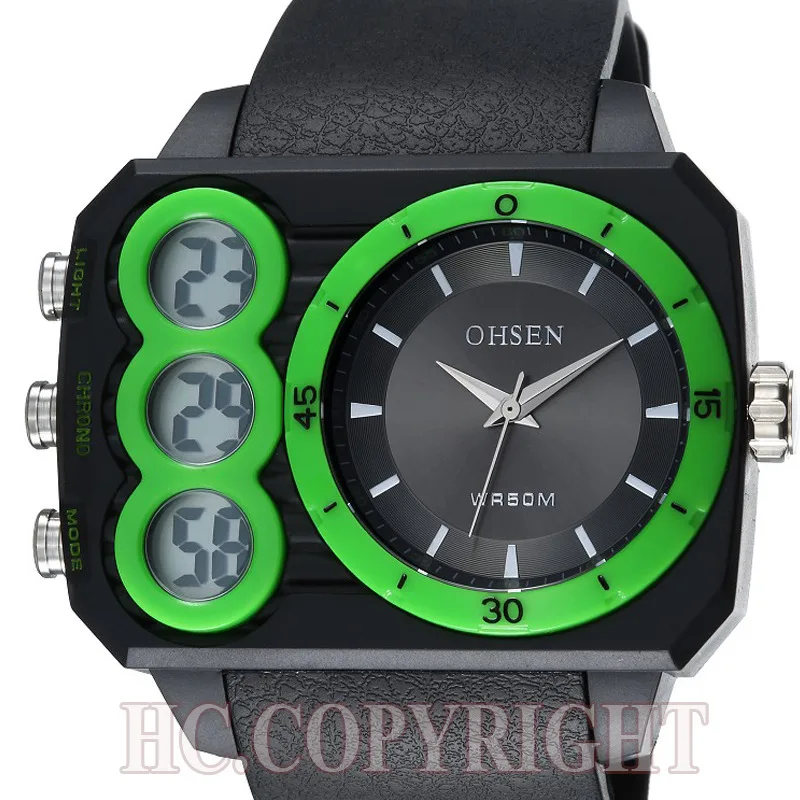 

Mens Sport Watch Military Style Dual Time 30m Diving Clock Submersible Date Day 12/24H Mens Sport Outdoor Watch Silicone Band