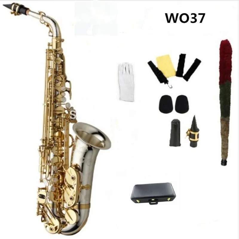 

L&K Brand NEW Saxophone A-WO37 Alto Saxophone Nickel Plated Gold Key Professional Sax Mouthpiece With Case and Accessories