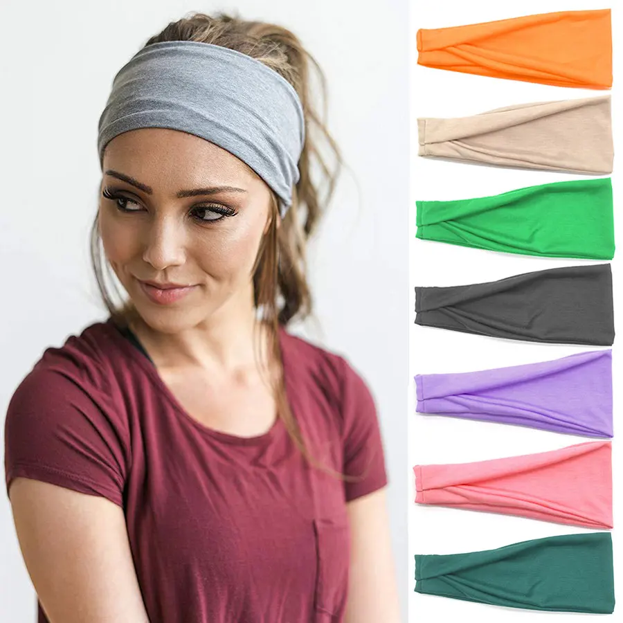 Kobiety bawełna opaska na głowę moda opaski do włosów dla kobiety Turban w jednolitym kolorze ścieg kręty Hairband Twisted wiązane Headwrap akcesoria