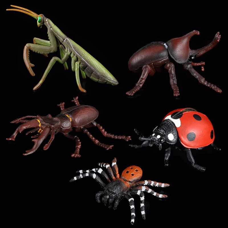 Насекомое животное модель твердая Модель Детская игрушка 9-выбор Mantis паук Coccinella Septempunctata бабочка