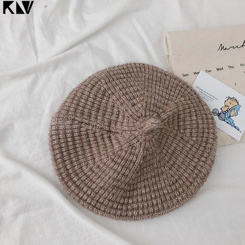 KLV, осенне-зимняя детская шерстяная шапка для мальчиков и девочек, теплая вязаная шапка с рисунком, вязаный берет
