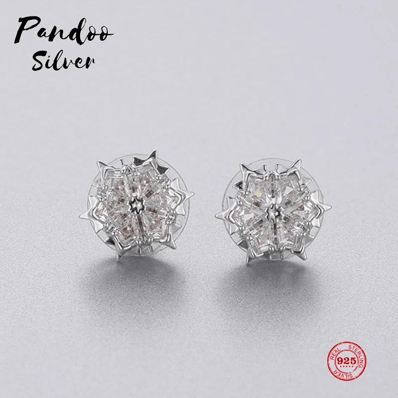 Fashion Charm Sterling Silver Original 1:1 Engraving White Snowflake Pattern Elegant Generous Earrings Women Luxury Jewelry Gif | Украшения
