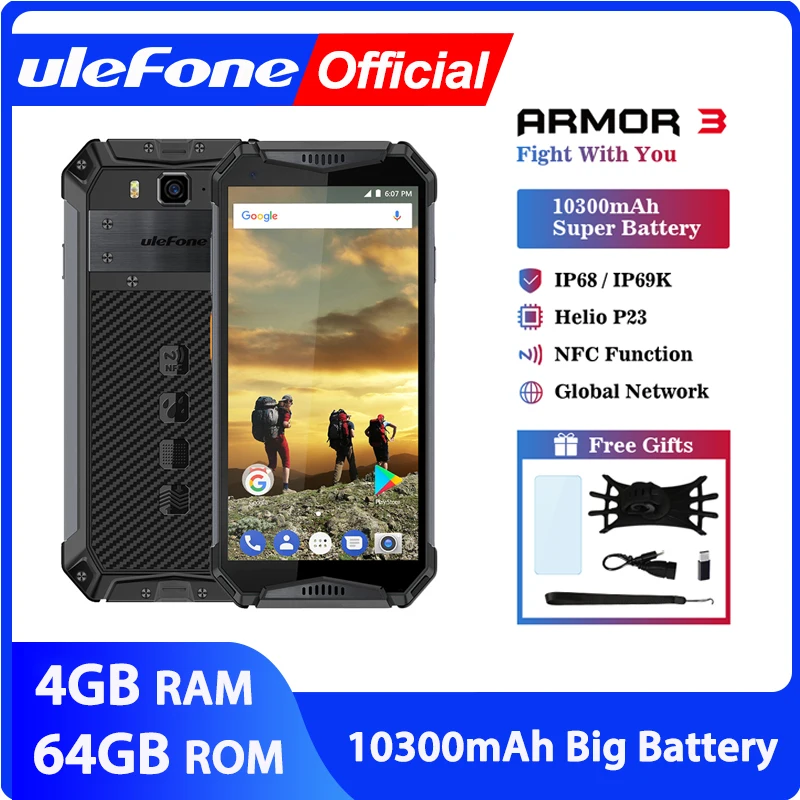 Ulefone Armor 3 смартфон с 5 7 дюймовым дисплеем восьмиядерным процессором helio P23 ОЗУ 4 Гб