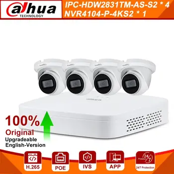 

Dahua Original 4K Security Camera System Kits 8MP IPC-HDW2831TM-AS 4CH POE NVR4104-P-4KS2 Surveillance P2P System Remote View