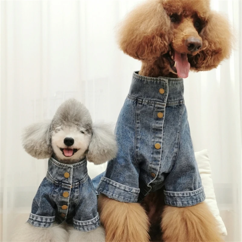 

Pets Products Fashion Jean Jumpsuit For Giant Poodle And Small Puppy