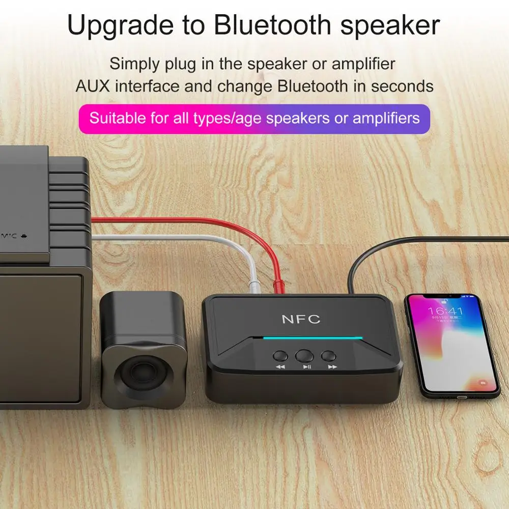 Bluetooth приемник VAORLO с поддержкой NFC 5 0 и штекером RCA 3 мм|Беспроводные адаптеры| |