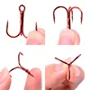 10pcs/ Box Fishing Hooks High Steel Carbon Material Treble Fishing Hook Round Folded Saltwater Bass Red 2 # -10 # Tackle Tools ► Photo 3/6