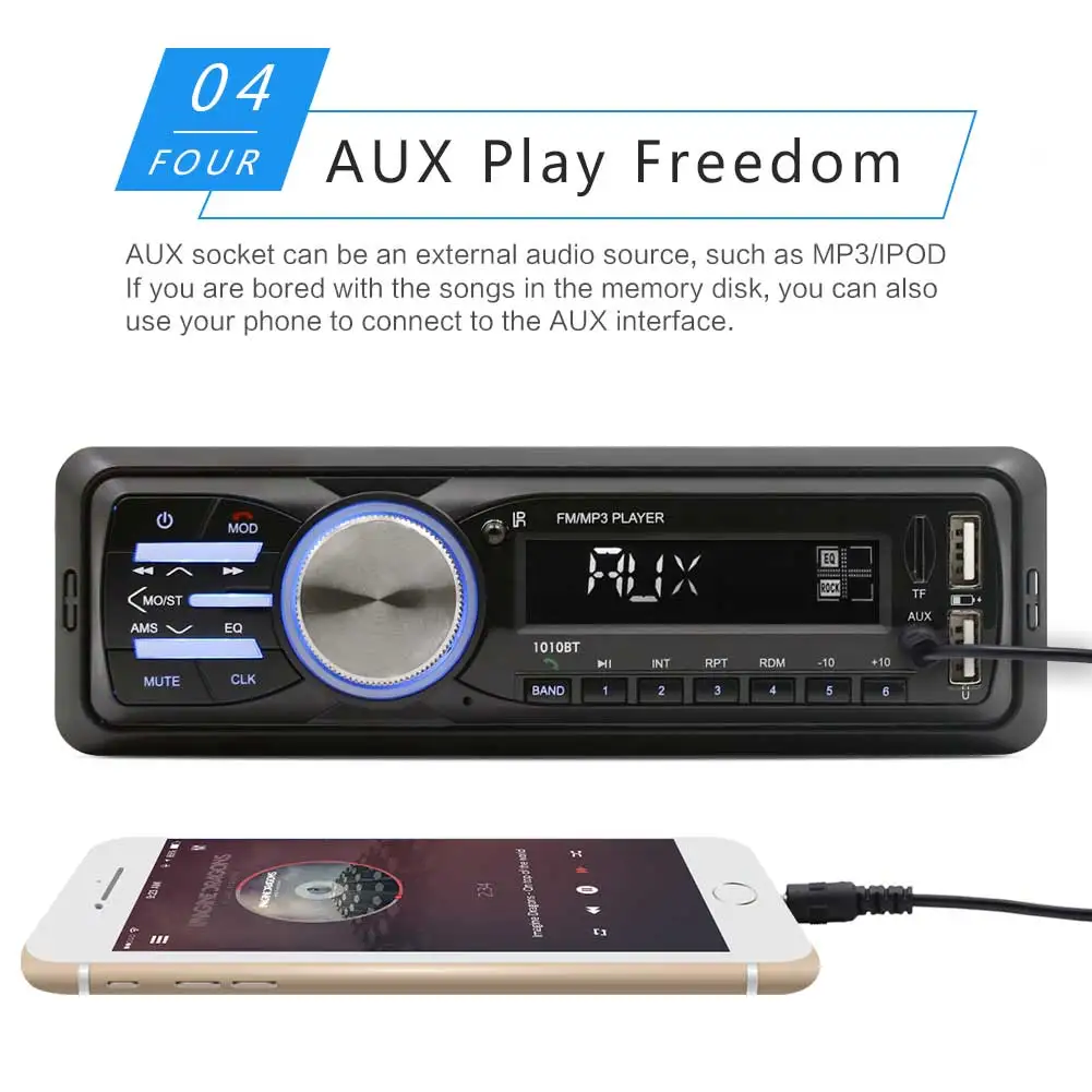 1010BT 1 Din Bluetooth Автомобильный mp3 плеер стерео аудио плеер с fm-радио AUX SD карта U Диск Играть ЖК-пульт дистанционного управления