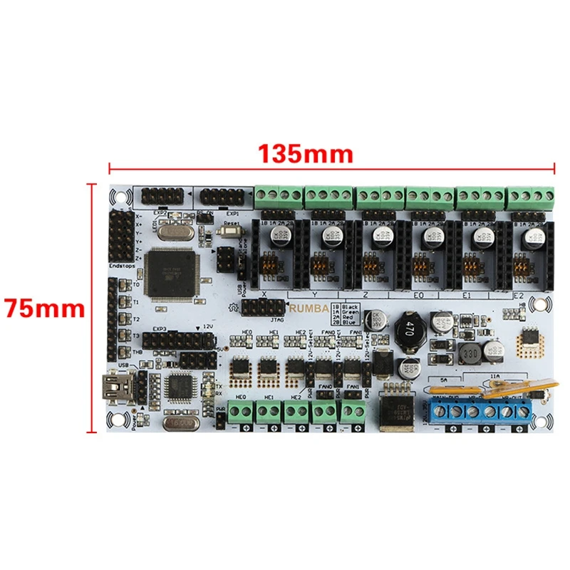 3d принтер Rumba материнская плата+ Tmc2208V1.0x6 Marlin прошивка совместима с рампами для Arduino