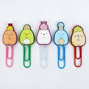 

5 Pcs/set Cartoon Sumikko Gurashi Corner Creature Silicone Paper Clips Photo Memo Note Ticket Binder Clip Office Stationery Gift