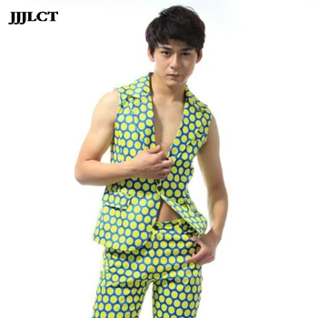 

Korean version of the men's singer stage performance costumes Europe and the United States tide men point control Slim suit vest