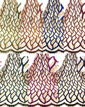 

Handmade Red African Lace Fabric 2019 French Net Lace Fabric High Quality Nigerian Net Lace Fabric For Wedding Dress