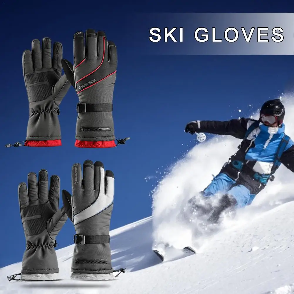 Зимние лыжные перчатки для мужчин и женщин, для взрослых, водонепроницаемые, на флисовой подкладке, теплые профессиональные перчатки с сенсорным экраном, для катания на лыжах, на открытом воздухе, для пеших прогулок, велоспорта