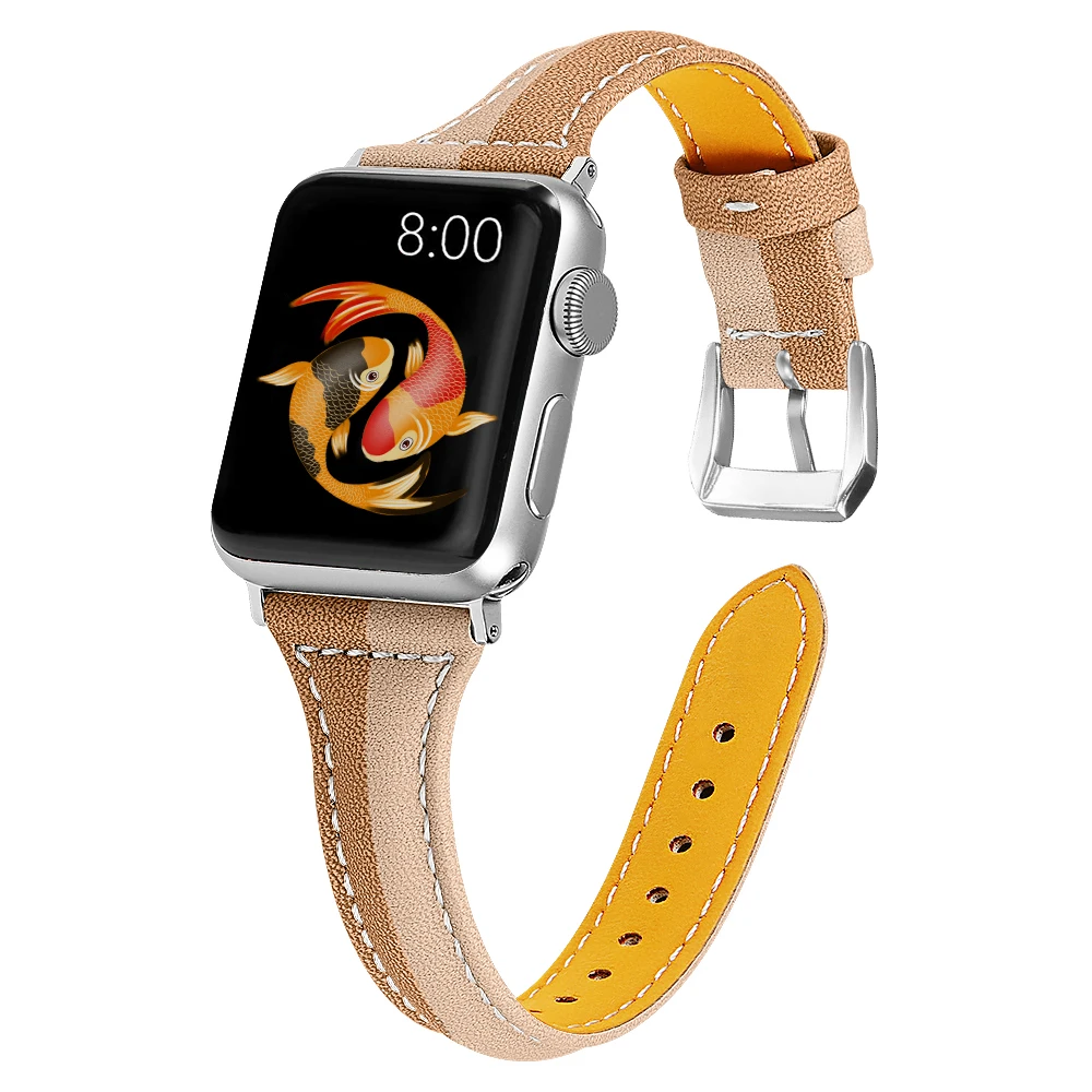 Кожаный цветной браслет из кусков, женские часы, ремешок для Apple Watch 5, кожаный ремешок для iwatch 40 мм, 44 мм