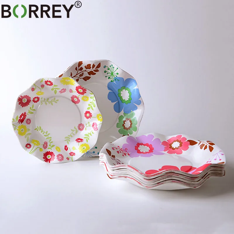 

BORREY 50 Pcs Disposable Wooden Plates Dish Kids Birthday Party Decors Disposable Tableware Fruit Snack Plate Party Supplies