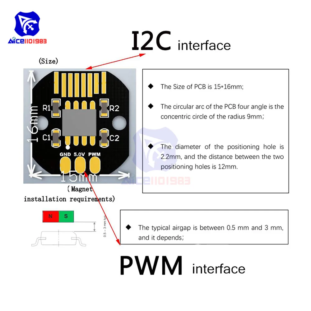 Diymore AS5600 кодировщик PWM/I2C точность интерфейса 12 битный бесщеточный двигатель