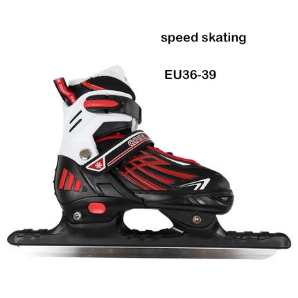Speed skate red L 1 пара для взрослых Для женщин Для мужчин зимний лед лезвие Скорость коньки обувь льда лезвия теплые Термальность Хоккей катание 4 размера Регулируемый Patins - Цвет: Speed skate red L
