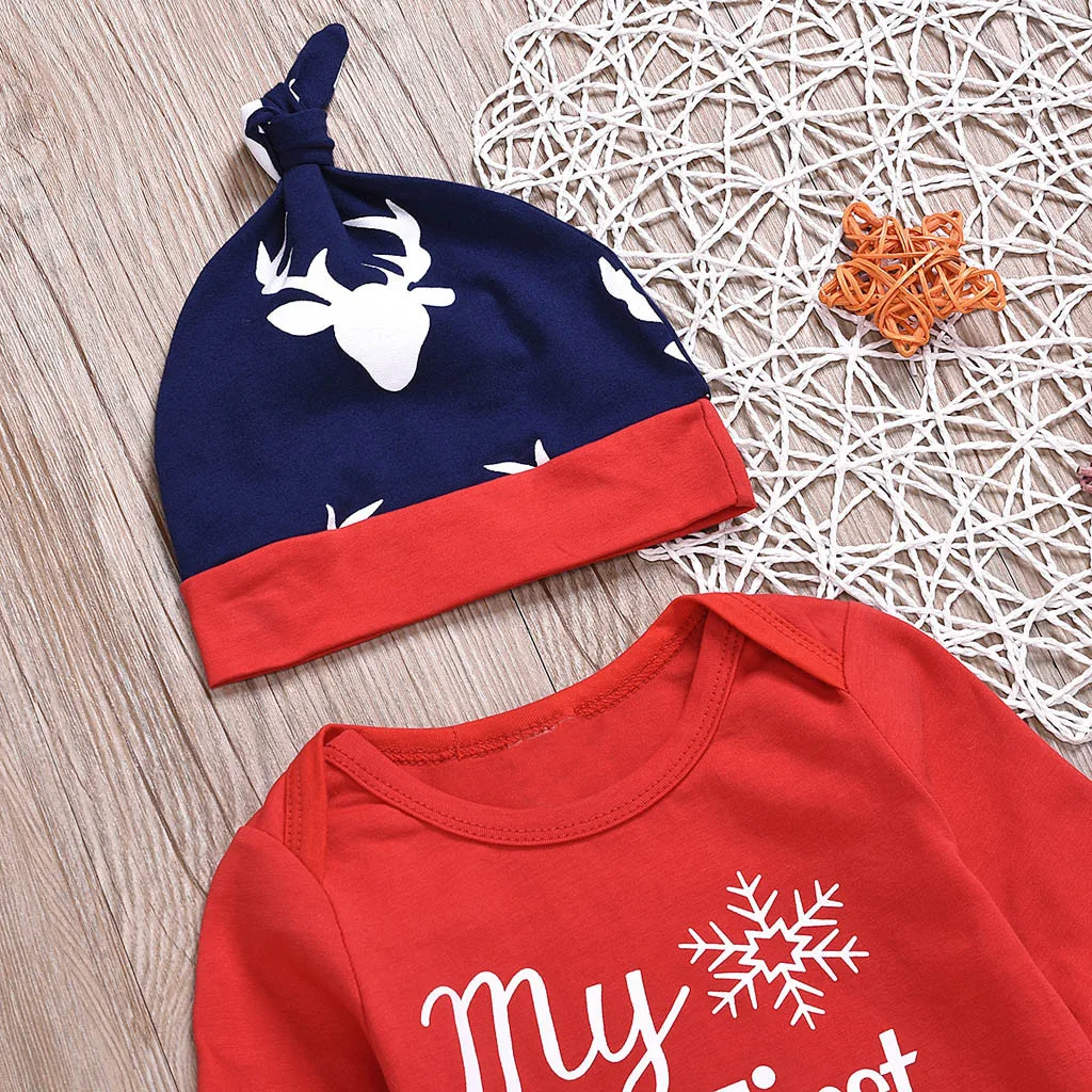Рождественская одежда для малышей; Коллекция года; топ для новорожденных; Рождественский комбинезон со снежинками и надписью; штаны с оленем; рождественские наряды; Neugeborene Kleidung