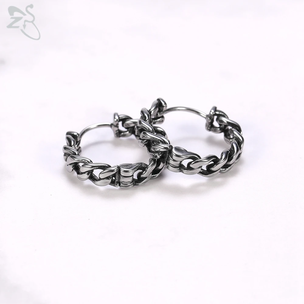 ZS 2pcs/lot 316L Stainless Steel Hoop Earrings For Men Women Kpop HipHop Earring Gothic Punk Rock Circle Earring Vintage Jewelry