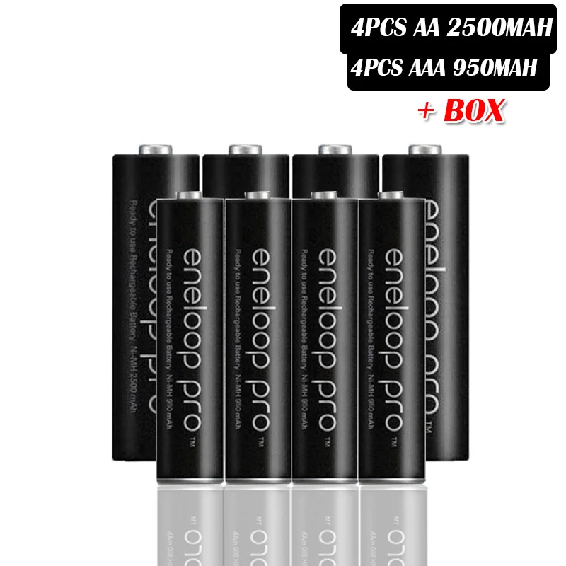 Panasonic AA Ni-MH аккумуляторная батарея+ AAA батарея(aa 2500mAh и aaa 950 mAh) для фонариков камеры дистанционного управления игрушки - Цвет: 4pcs AA 4pcs AAA