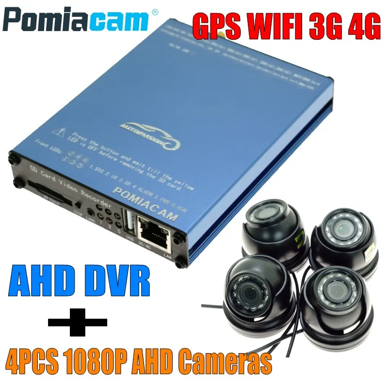 SDVR104 GPS WIFI G датчик 4G AHD мобильный SD карта DVR система HD 1080P камеры 4 канальная