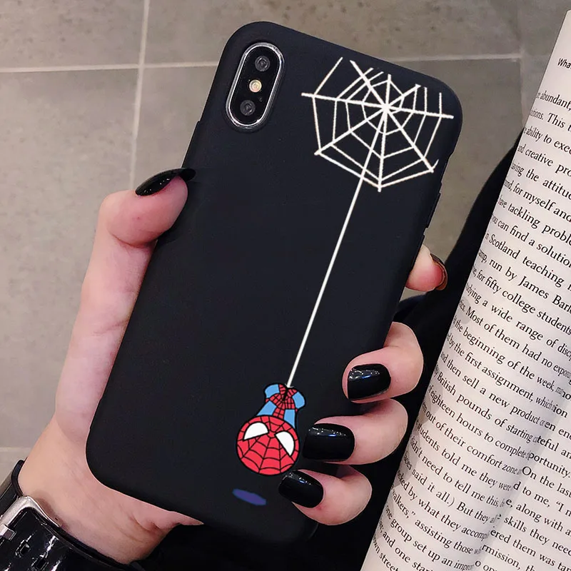 Чехол для телефона с человеком-пауком Marvel для XiaoMi RedMi Note 8 7 6 5 K20 Pro матовый Силиконовый чехол s мультяшная мягкая задняя крышка - Цвет: P2Black