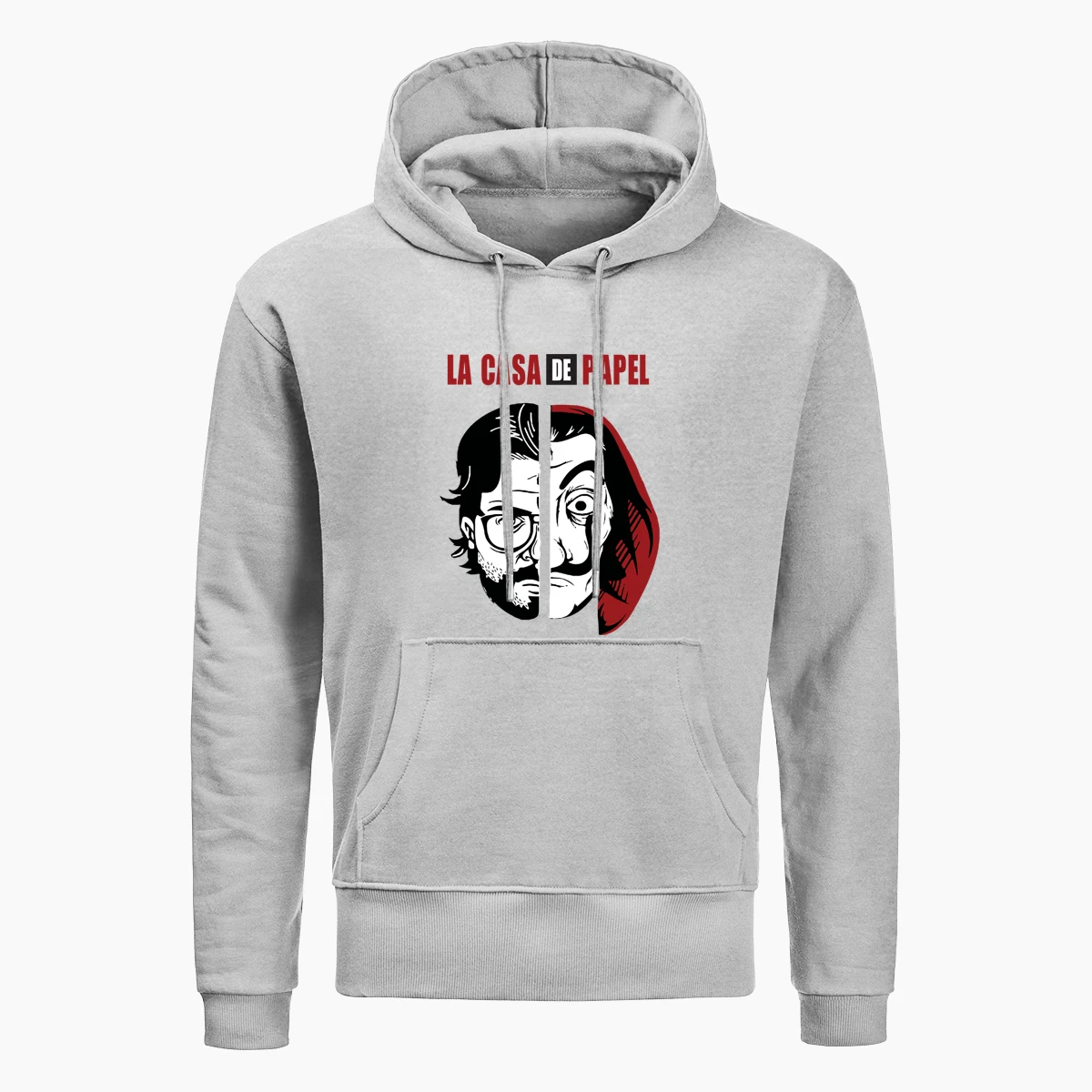Забавная Толстовка с принтом La Casa De Papel, толстовка с принтом Money Heist Dali, толстовка La Casa De Papel, Мужская зимняя флисовая Толстовка Harajuku, уличная одежда - Цвет: Gray