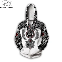 PLstar Cosmos New design Fashion zip hoodie Viking Tattoo 3D Printed Unisex Hoodie streetwear Casual jacket coat Drop ship