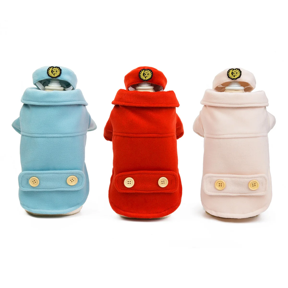 

2019 Newest Autumn and Winter Clothes for Dog Woolen Coat with Hat Thickening Red Pink Blue Colors Pet Winter Jacket Dog Coats