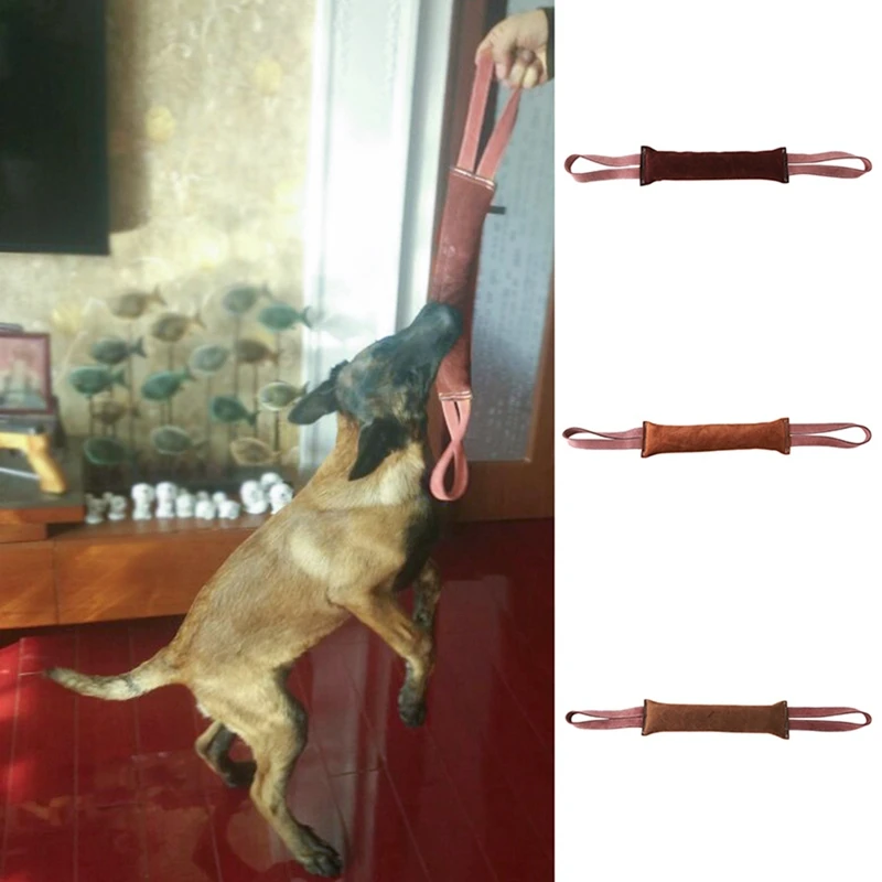 

Dog Bite Tug Toy Dogs Training Playing Toys Chewing Teeth Cleaning Interactive Resistant Leather Training Bar For Working Dogs