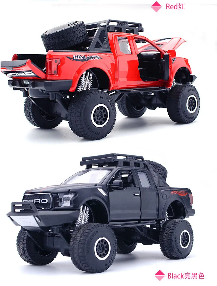 Jianyuan F150 модифицированная модель автомобиля из сплава, Игрушечная модель, большое колесо, Раптор, звук и светильник, открывание двери, внедорожное украшение автомобиля