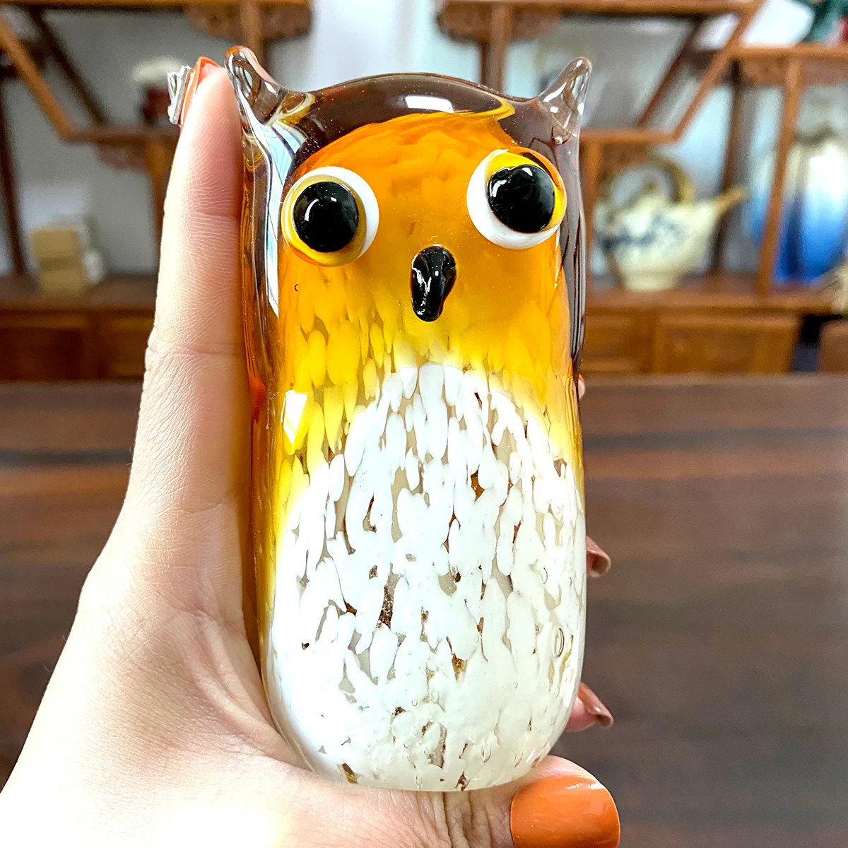 Hand Blown Glass Figurines Blown Glass Owl Ornaments Glass Owl Home