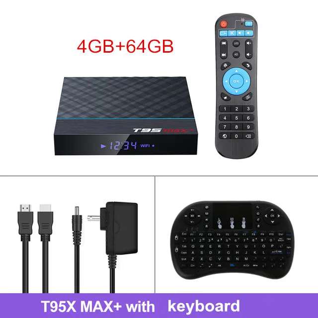 4G64G keyboard T95 MAX Plus Android ТВ приставка Android 9,0 Amlogic S905X3 Смарт ТВ приставка 4K Android приставка T95MAX четырехъядерный 2,4G& 5G Wifi BT4.1 H.265 - Цвет: 4G64G keyboard