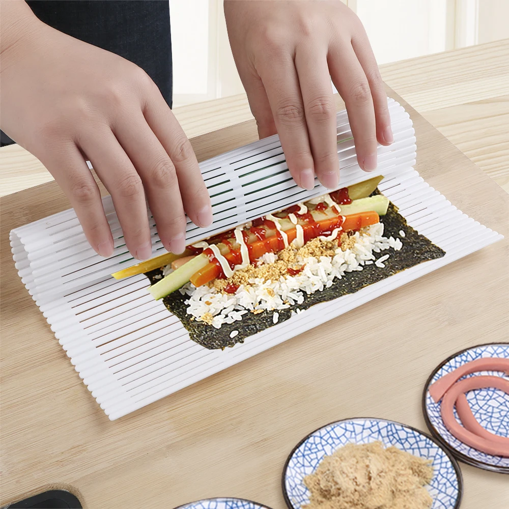 주방 액세서리 DIY 스시 롤러 메이커, 요리 도구, 해초 노리 스시 커튼 몰드, 들러붙지 않는 플라스틱 스시 롤링 매트
