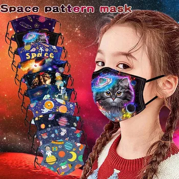 

1PCS Kids Children Cartoon Space Prints Mouth Mask Cover Outdoor PM2.5 Reusable Face Mask Washable Breathable Mascarilla