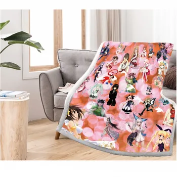 

Custom Anime Character Japan Style Blanket on Sofa Bed Cartoon Kids Travel Home Bedding Sherpa Fleece Throw Bedspread 150x200cm