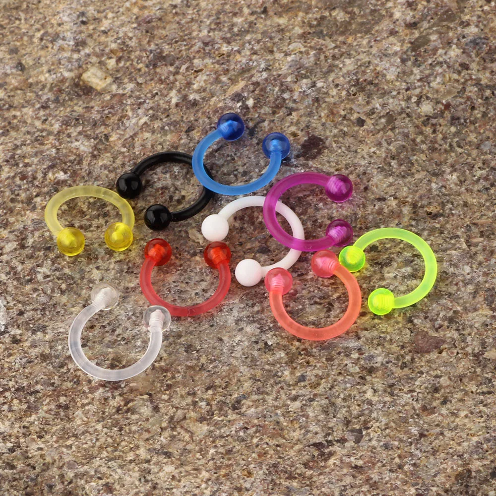 Nose Rings Piercing Jewelry Nose Studs Body Piercing Earrings Ear Piercing Jewelry Ear Studs Hoop Earrings Body Piercing Jewelry Body Jewelry JUNLOWPY Flexible 16 Gauge 5/16 inch Circular Barbell Nose Hoop Rings Earrings Piercing Lip Septum Stud 3mm Acrylic Ball 1/9pcs