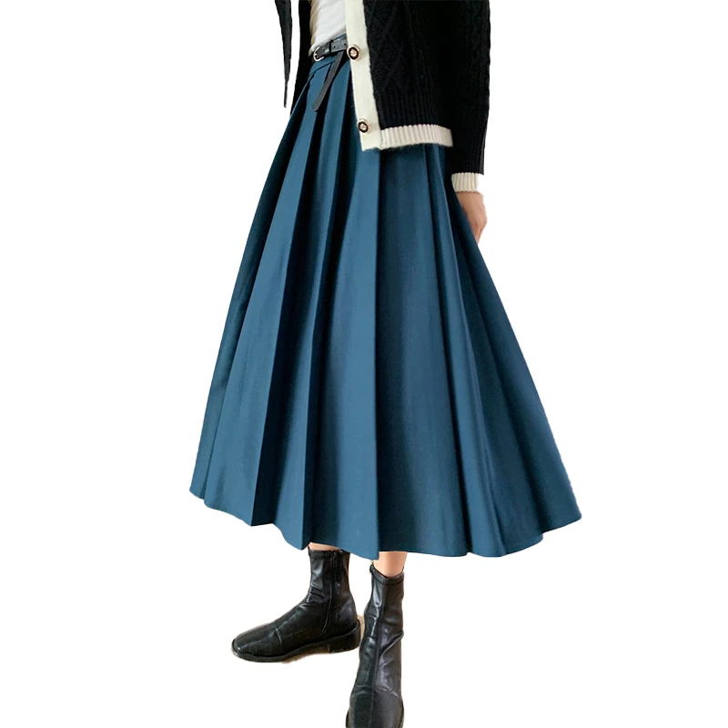 日本のプリーツスカート 女性用ハイウエストスカート 無地 無地 冬用 コレクション21 Skirts Aliexpress