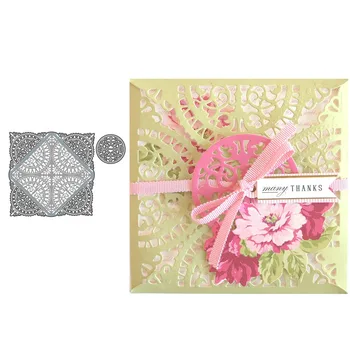 

JC Square Flower Greeting Card Frame Metal Cutting Dies for Scrapbooking New Handmade Stencil Craft Mold Mould Model Decoration