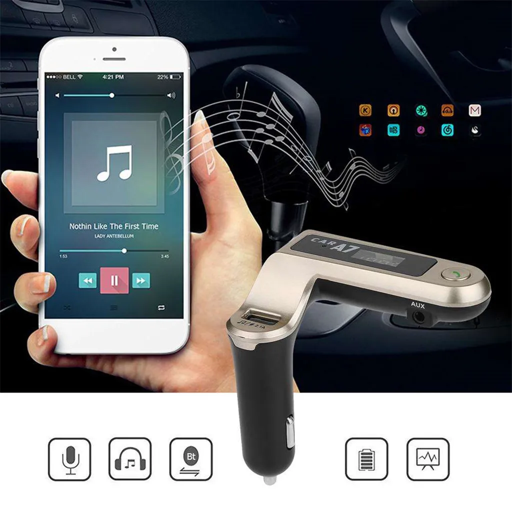 Автомобильный комплект с ЖК дисплеем и Bluetooth прикуриватель MP3 fm передатчик