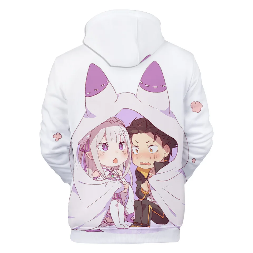 Толстовка Natsuki Subaru 3D пуловер с объемным капюшоном рисунком аниме Re ZERO Start для